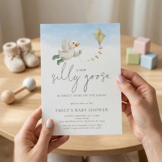 Whimsical Silly Goose Kite Baby Shower Inbjudningar (Skapare uppladdad)
