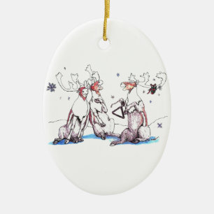 Whimsical Singing Västindiou julprydnad Julgransprydnad Keramik