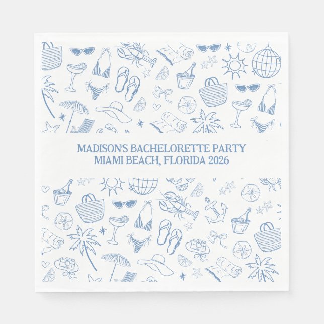 Whimsical Sista Toasten På Kusten Blå Pappersservett (Framsidan)