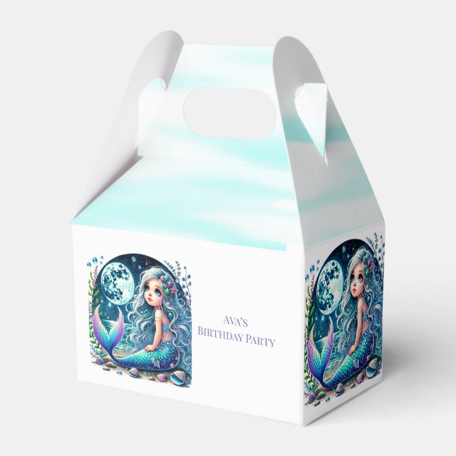 Whimsical Sjöjungfru Girl Födelsedagsfest Presentaskar (Framsidan Sidan)