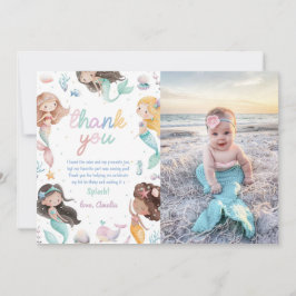 Whimsical sjöjungfru Under havet Födelsedagsfoto Tack Kort