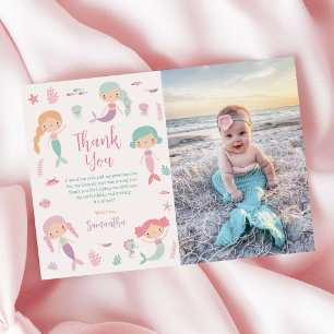 Whimsical sjöjungfru under havet födelsedagsfoto tack kort
