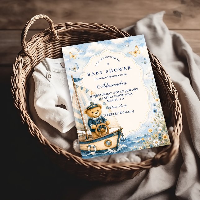 Whimsical Sjöman Björn Bebis Shower Inbjudningar (Skapare uppladdad)
