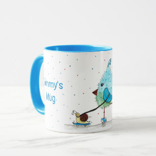 Whimsical Skating Bird Mugg för Boys