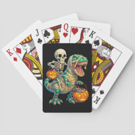 Whimsical skelett ryttare Mummie T-Rex Halloween Casinokort