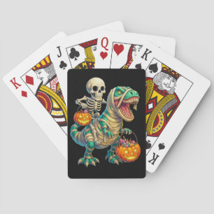 Whimsical skelett ryttare Mummie T-Rex Halloween Casinokort