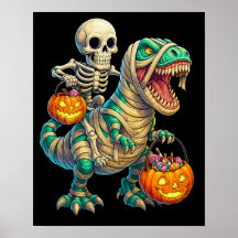 Whimsical skelett ryttare Mummie T-Rex Halloween