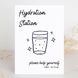 Whimsical Sketch Bröllop Hydration Station Sign