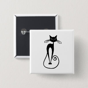 Whimsical Skinny Black Cat Knapp