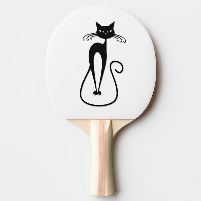 Whimsical Skinny Svart Katt Pingisracket (Framsidan)