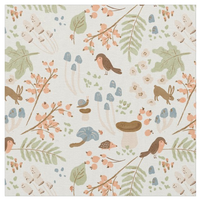 Whimsical skog skogs växter höst tyg (Närbild)