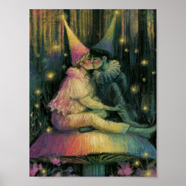 Whimsical Skog Svamp Saga Romantik Konst Poster (Framsidan)