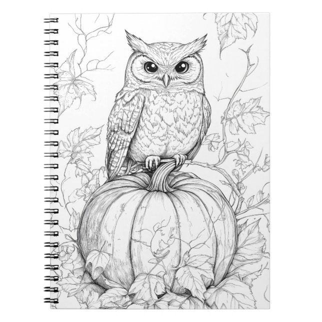 Whimsical Skogen Notebook - Autumnal Uggla Journal Anteckningsbok (Framsidan)