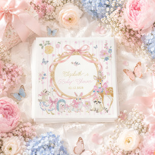 Whimsical Skogs Djur Flick Baby Shower Pappersservett