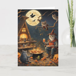 Whimsical skogs djur Halloween campingfest Kort