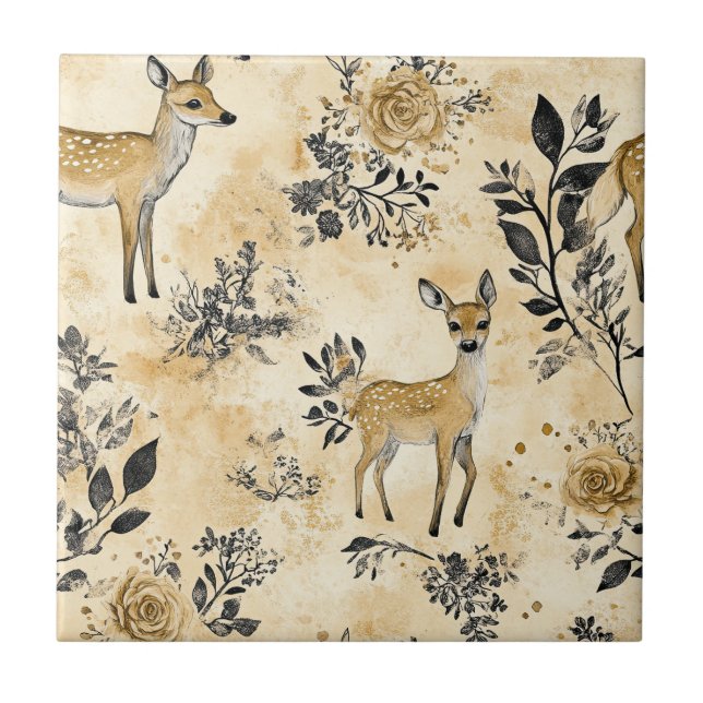 Whimsical Skogs Fawn Mönster Kakelplatta (Framsidan)