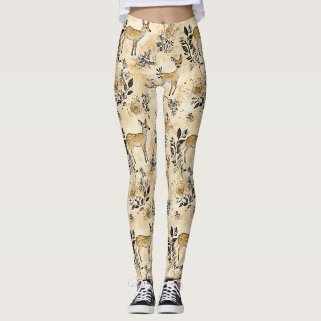 Whimsical Skogs Fawn Mönster Leggings (Framsida)