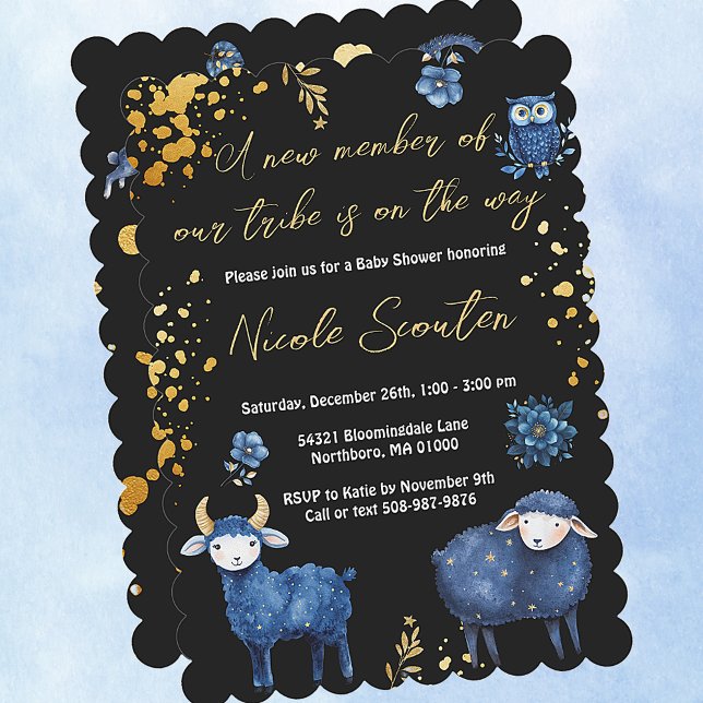 Whimsical Skogs Natt: En Bebis är på Väg Inbjudningar (Adorable dreamy celestial woodland animals baby shower personalized baby shower invitations)
