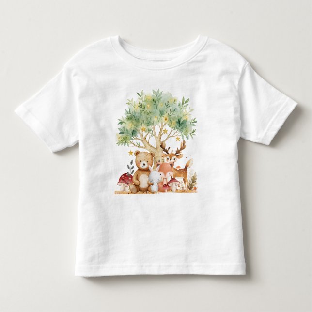 Whimsical Skogs Skogsdjur T Shirt (Framsida)