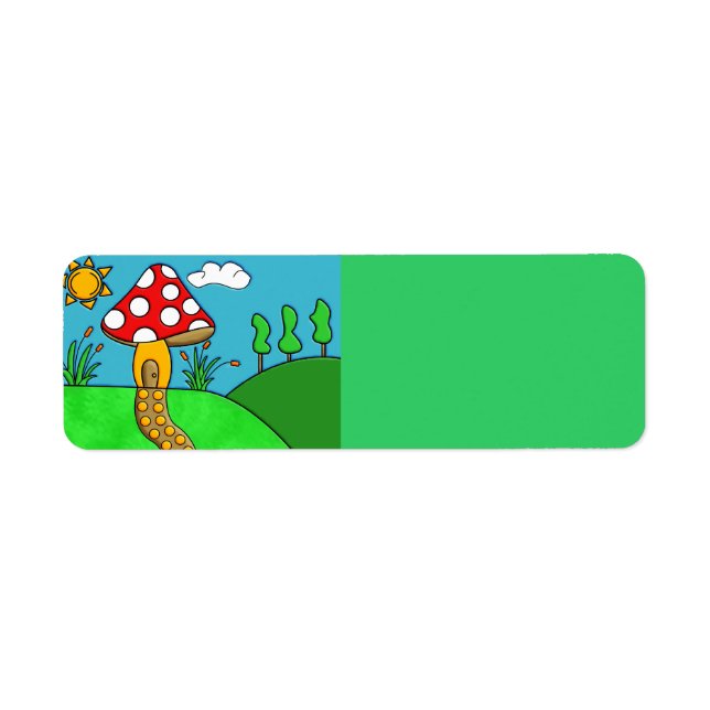 Whimsical Skogs Svamp Konst Returadress Etikett (Framsidan)