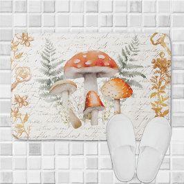 Whimsical Skogssvamp Vintage Bokstav Farmhouse Badrumsmatta