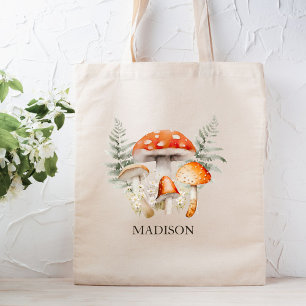 Whimsical Skogssvamp Vintage Farmhouse Recept Tygkasse