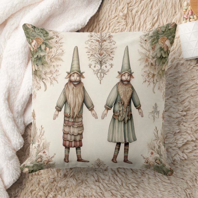 Whimsical Skogstomtar & Botanisk (1) Kudde (Filt)