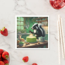Whimsical Skunk tänder ljus på tårta