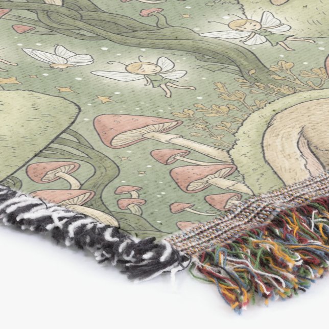 Whimsical Sleeping Bunny & Fairies Filt (Hörn)