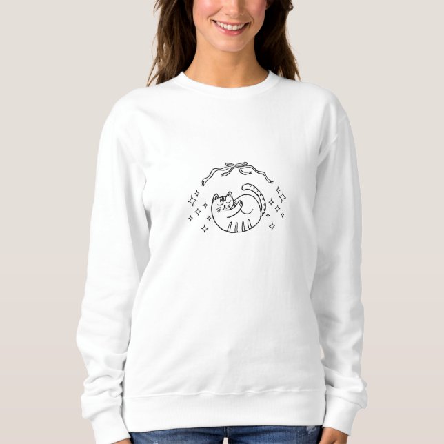 Whimsical Sleepy Cat T Shirt (Framsida)