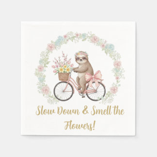Whimsical Sloth & Floral Baby Shower Paper Napkins Pappersservett