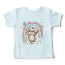 Whimsical Sloth Holding Balloations with Rainbow S