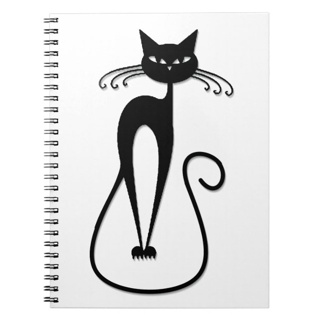 Whimsical Smal Svart Katt Anteckningsbok (Framsidan)