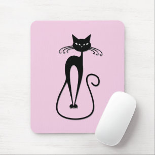 Whimsical Smal Svart Katt Rosa Musmatta