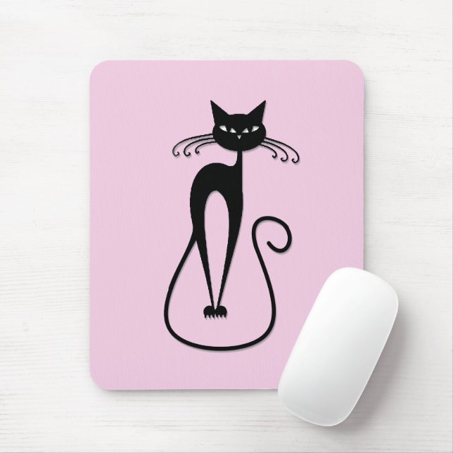 Whimsical Smal Svart Katt Rosa Musmatta (Med mus)