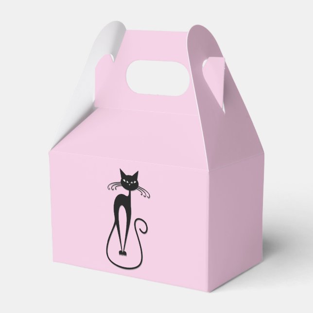 Whimsical Smal Svart Katt Rosa Presentaskar (Framsidan Sidan)
