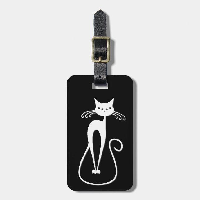 Whimsical Smal Vit Katt   Bagagebricka (Vertikal Framsida)