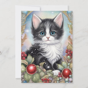Whimsical Smokingkitten Julbär Ram Julkort