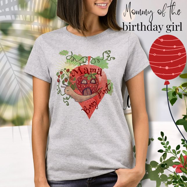 Whimsical Snail & Strawberry Mama  T Shirt (Whimsical Snail & Strawberry Mama T-Shirt)