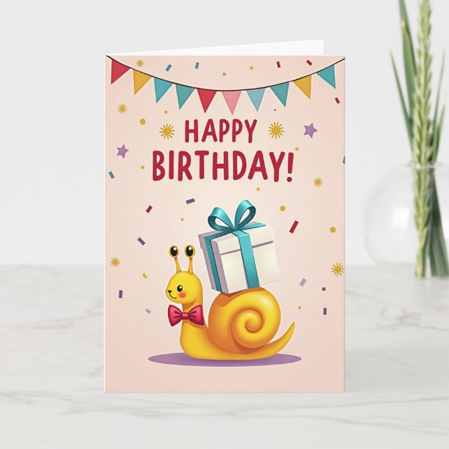 Whimsical Snigel Födelsedagskort Kort (Framsida)
