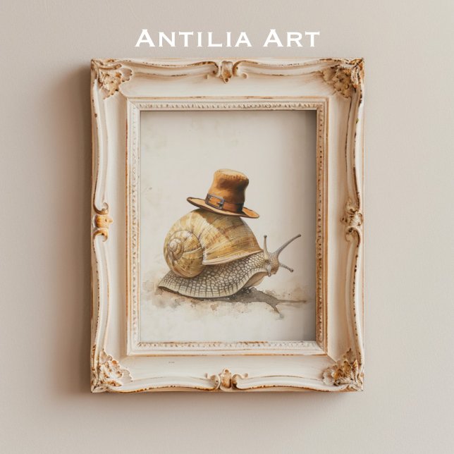 Whimsical Snigel Painting Slug Gastropod Mollusk Poster (Skapare uppladdad)