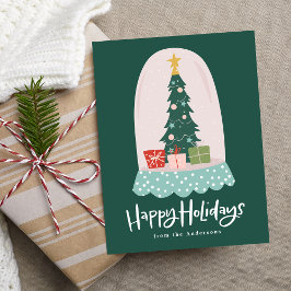 Whimsical Snö Globe non-Photo Helg Vykort