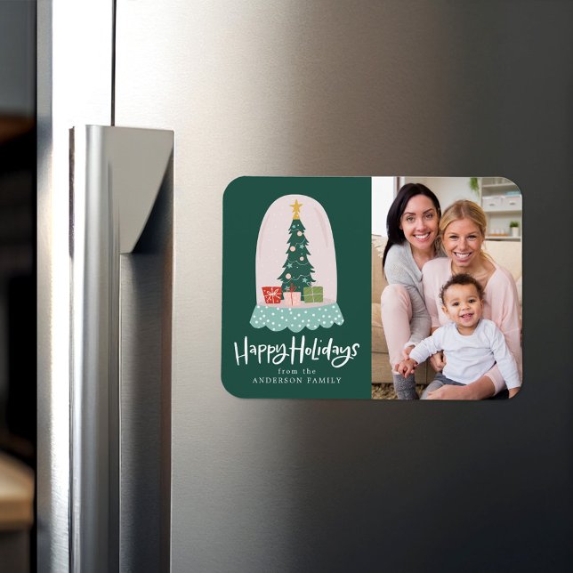 Whimsical Snö Globe Photo Helgdag Magnet (Skapare uppladdad)