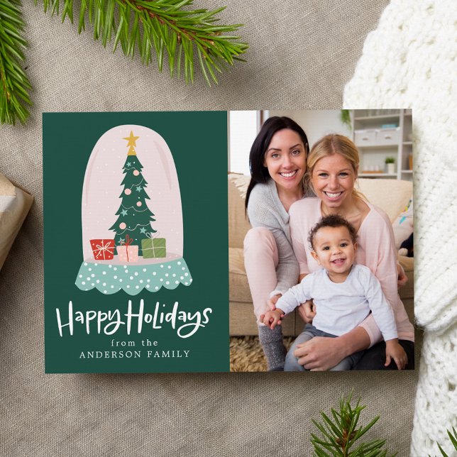 Whimsical Snö Globe Photo Julkort (Skapare uppladdad)