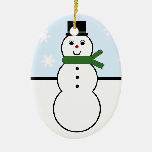 Whimsical Snögubbe Oval Ornament (Framsidan)