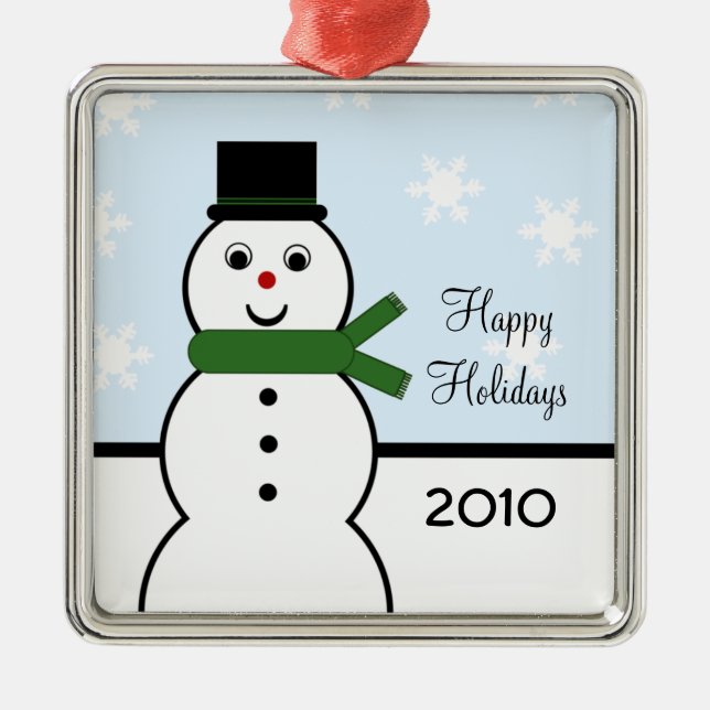 Whimsical Snögubbe Premium Square Ornament (Framsidan)