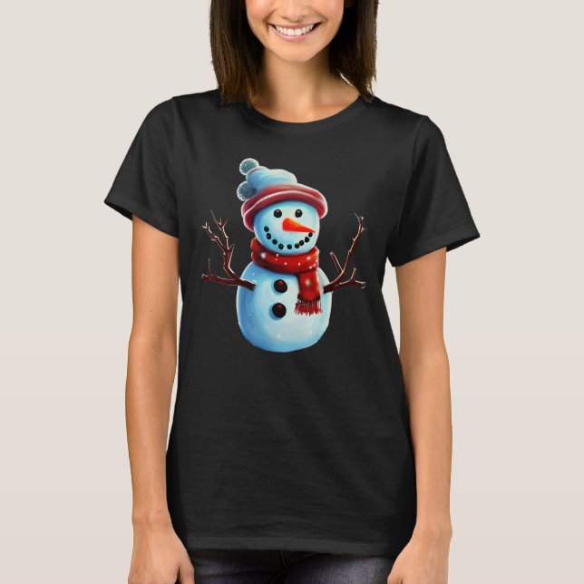 Whimsical Snögubbe T Shirt (Framsida)
