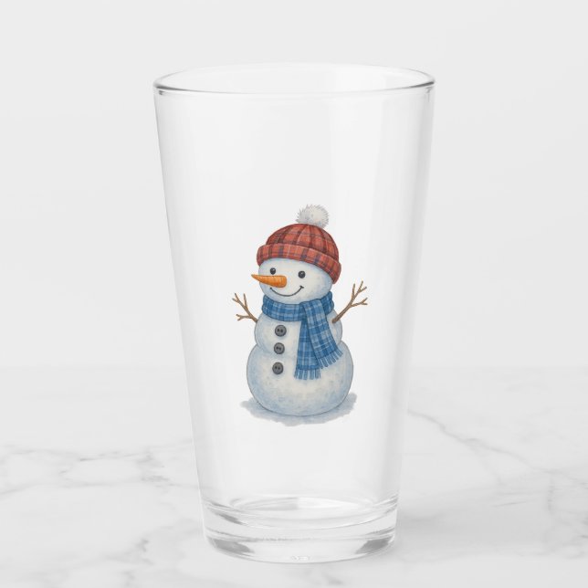 Whimsical Snömannen God Jul Glaskopp (Framsida)
