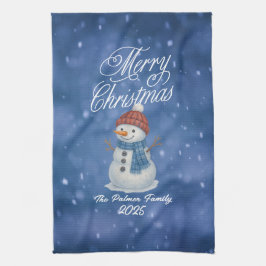 Whimsical Snömannen God Jul Kökshandduk