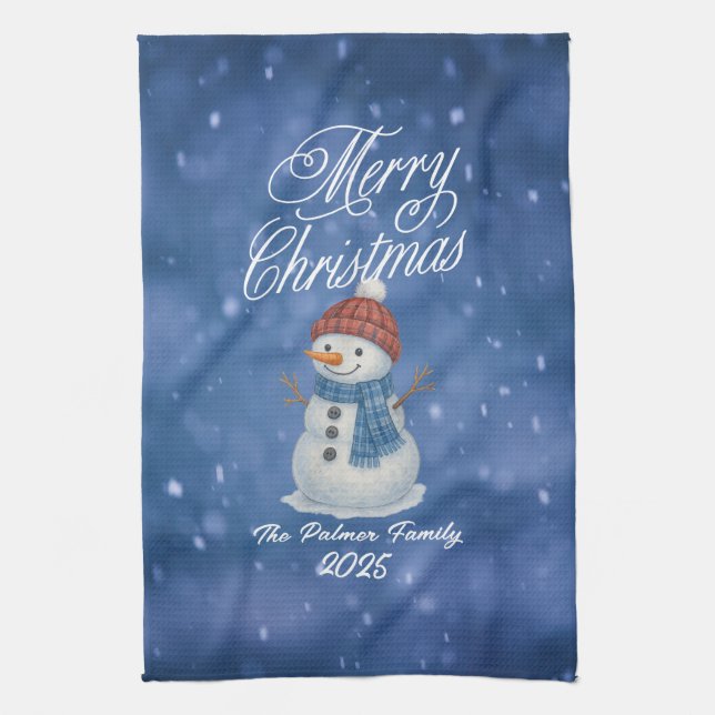 Whimsical Snömannen God Jul Kökshandduk (Vertikal)